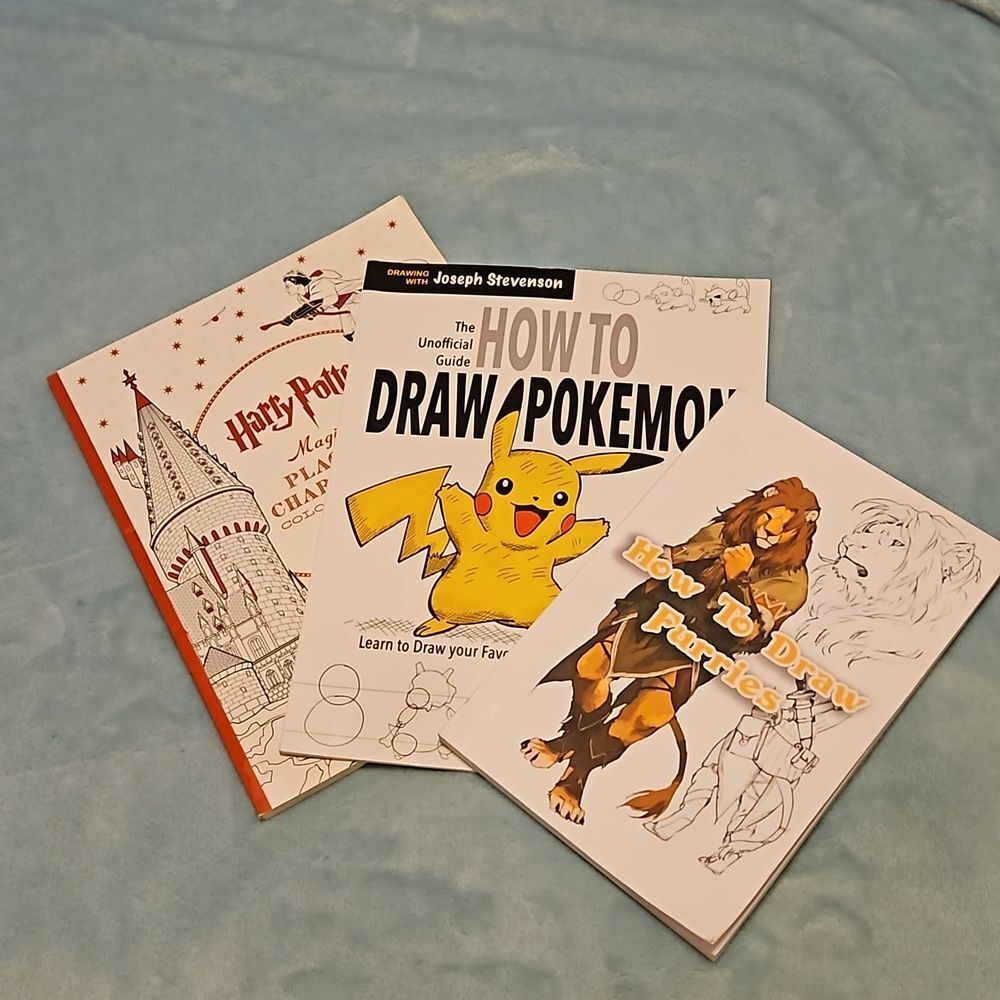 Bundle of 3 Used How to Draw books & 1 Harry Potter Coloring Book